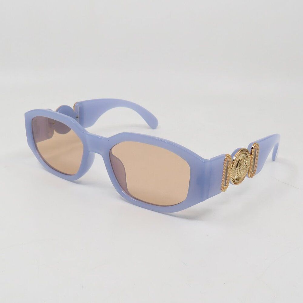 Fashion Sunglasses Retro Purple/Peach Gold Logo Vintage Fashion Irregular Frame